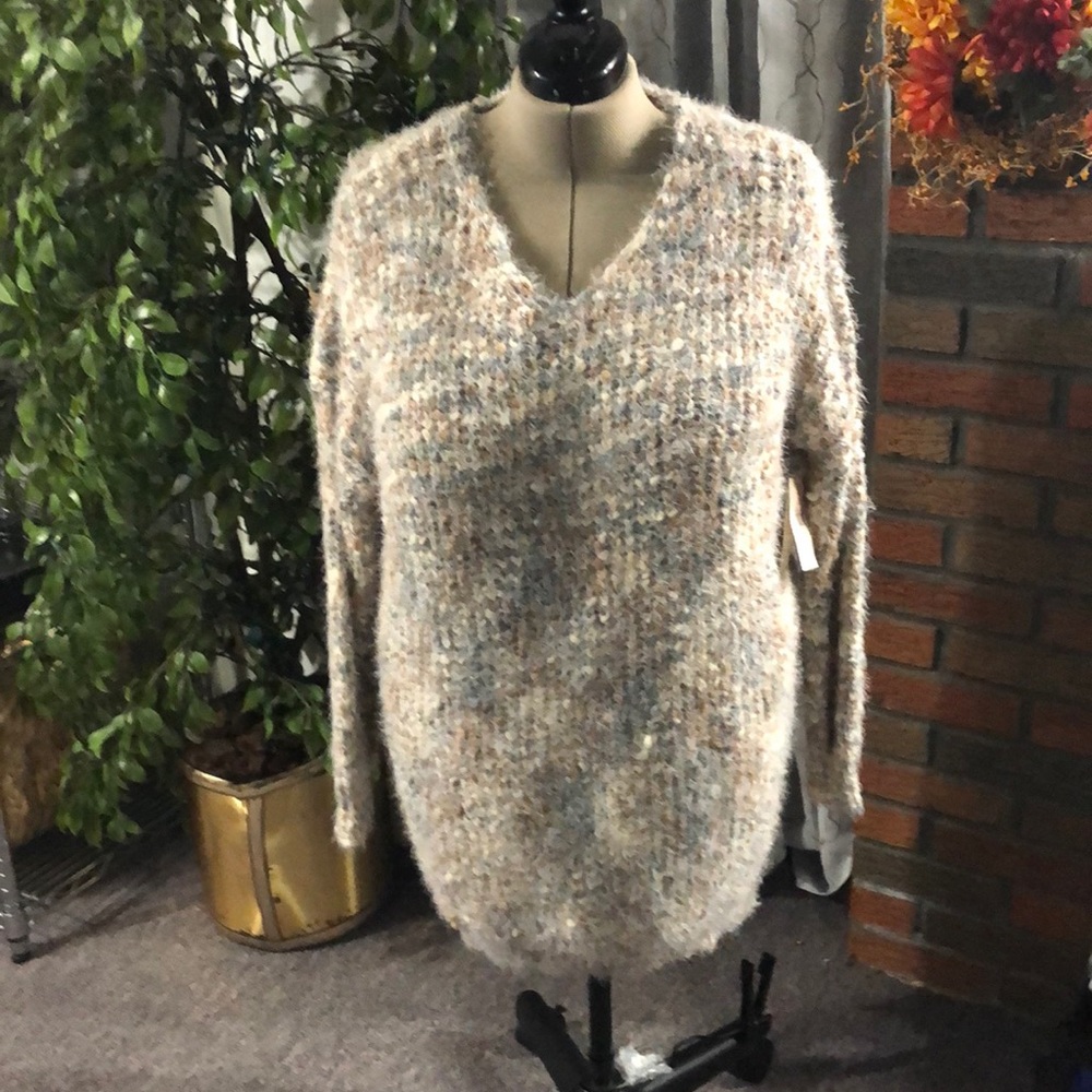 Multi colored fuzzy sweater